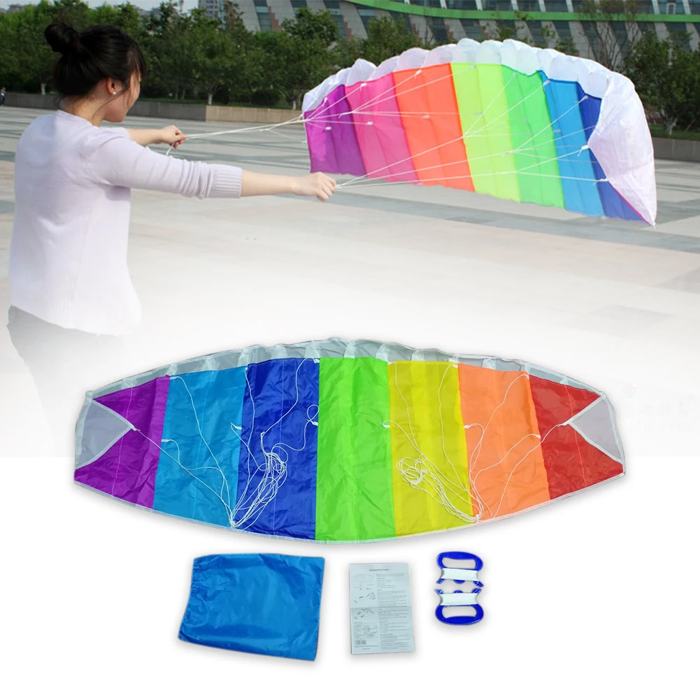 

Outdoor Sports Flying Tools Parent Child Frameless Parafoil Lawn Kids Toy Rainbow Kites Soft Stunt Park Hand Eye Coordination