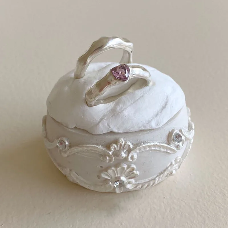

Женское Винтажное кольцо из серебра 925 пробы, с розовым сердцем