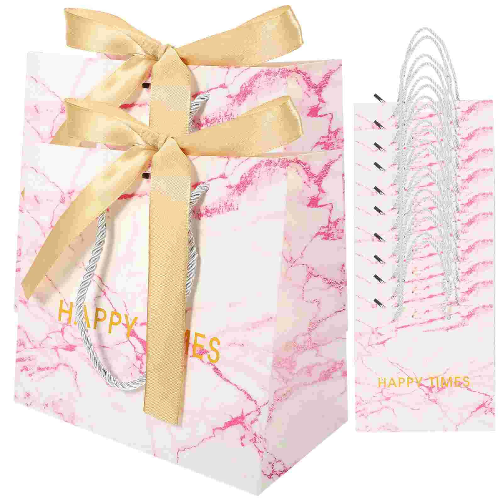 

Bags Bag Paper Wedding Giftmarble Handles Candy Thank You Gifts Merchandise Boxes Ribbon Bow Goodie Packing Treat Tote Present