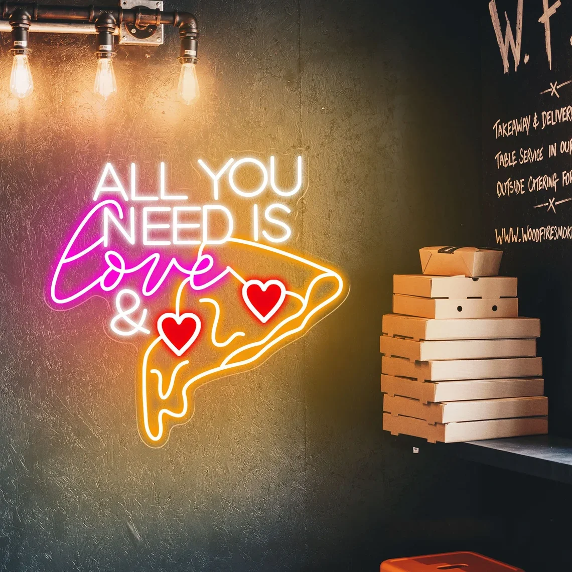

All You Need Is Love & Pizza Custom LED Neon Sign Food Night Light Home Wall Decor Personalized Sign Bar Room Party Welcome Sign