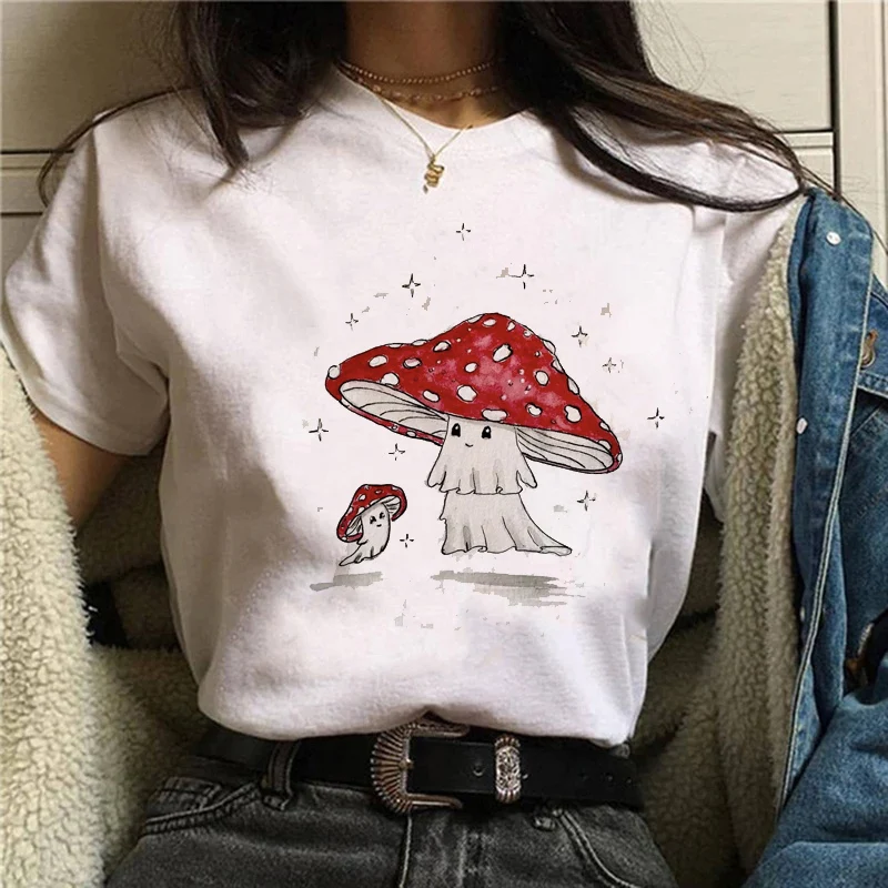 

Women Cartoon Cat Cut Funny Mushroon Boo Short Sleeve Summer Sexy Tshirts Fashion Clothes Stylish T Top Lady Print Tee T-Shirt