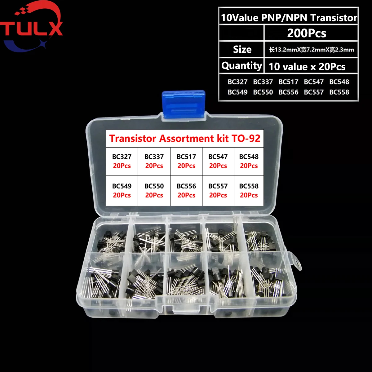 

10Values TO-92 Transistor Assortment Kit BC327 BC337 BC517 BC547 BC548 BC549 BC550 BC556 BC557 BBC558 PNP/NPN Transistor Triode
