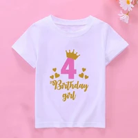 new cute kids girls happy birthday t shirts short sleeved t shirt number 1 10 year old children gift party clothing tops