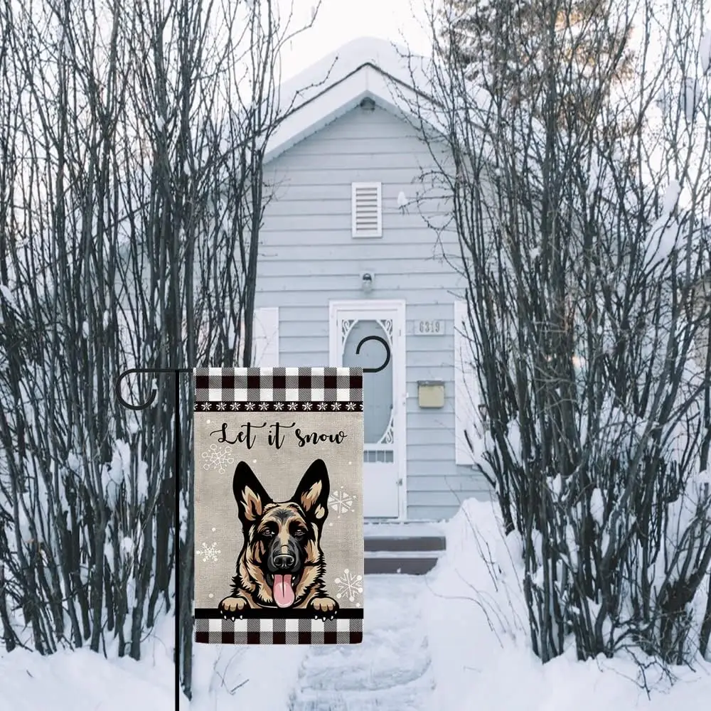 Let It Snow Dog Прапор Сада Сенбернара Черно-Белый Буффало Плед Серый Снежинка