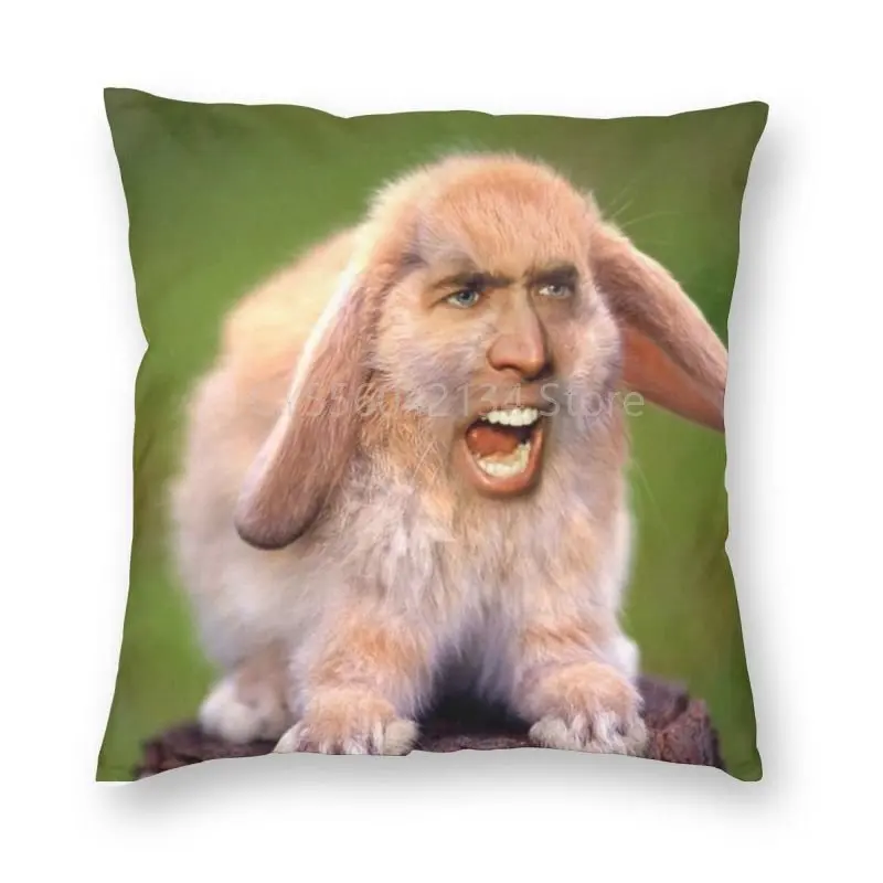 

Nordic Style Nicolas Cage Rabbit Throw Pillow Case Home Decorative Custom Funny Meme Cushion Cover 45x45 Pillowcover for Sofa