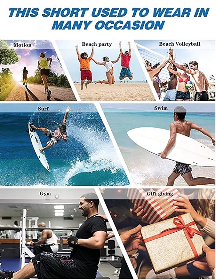 Мужские плавки быстросохнущие спортивные шорты с радужным синим рисунком