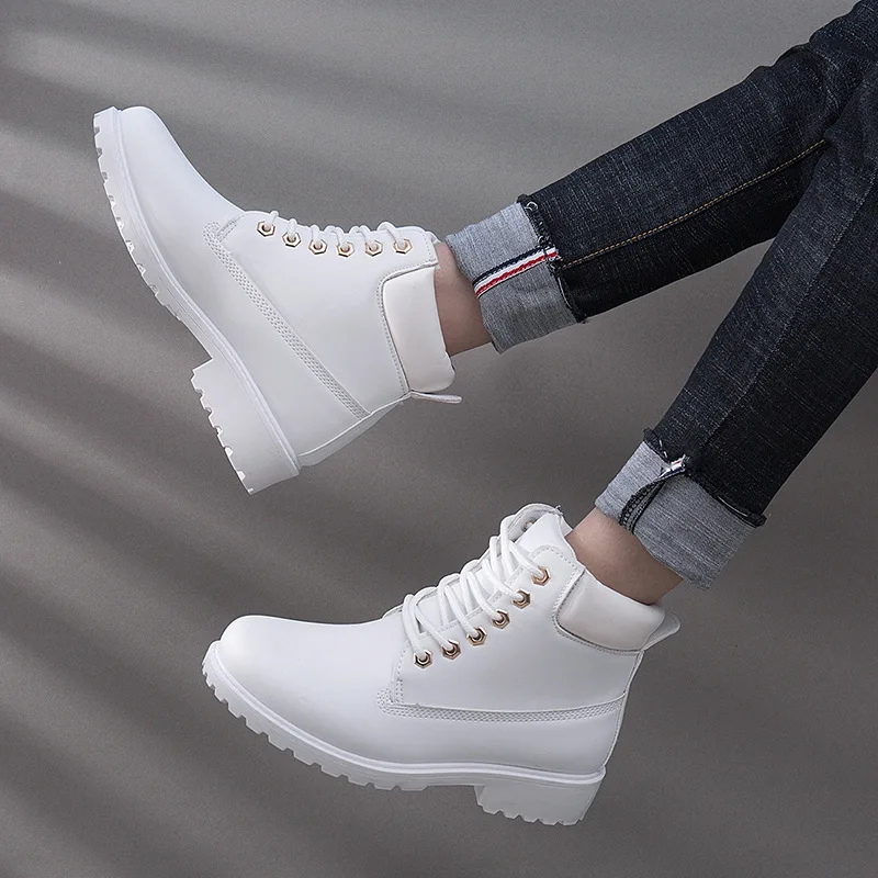 

Winter Boots Women Shoes 2021 Warm Plush Square Heels Women Snow Boots Women Lace-up Ankle Boots Winter Shoes Woman Botas Mujer