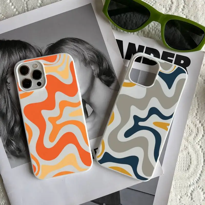 

Modern Liquid Swirl Abstract Pattern Phone Case Candy Color for iPhone 6 7 8 11 12 13 s mini pro X XS XR MAX Plus
