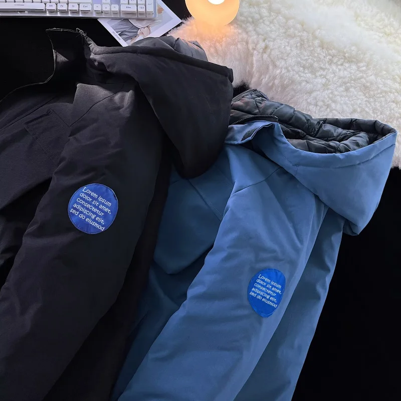 Winter Thick Cargo Puffer Jacket for Mens Fashion Trends Oversized Streetwear Teenage Loose Fit Hooded Padded Coats Baggy Parkas