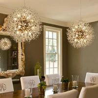 nordic round dandelion ceiling lamp light luxury crystal warm and romantic bedroom dining room living room modern chandeliers