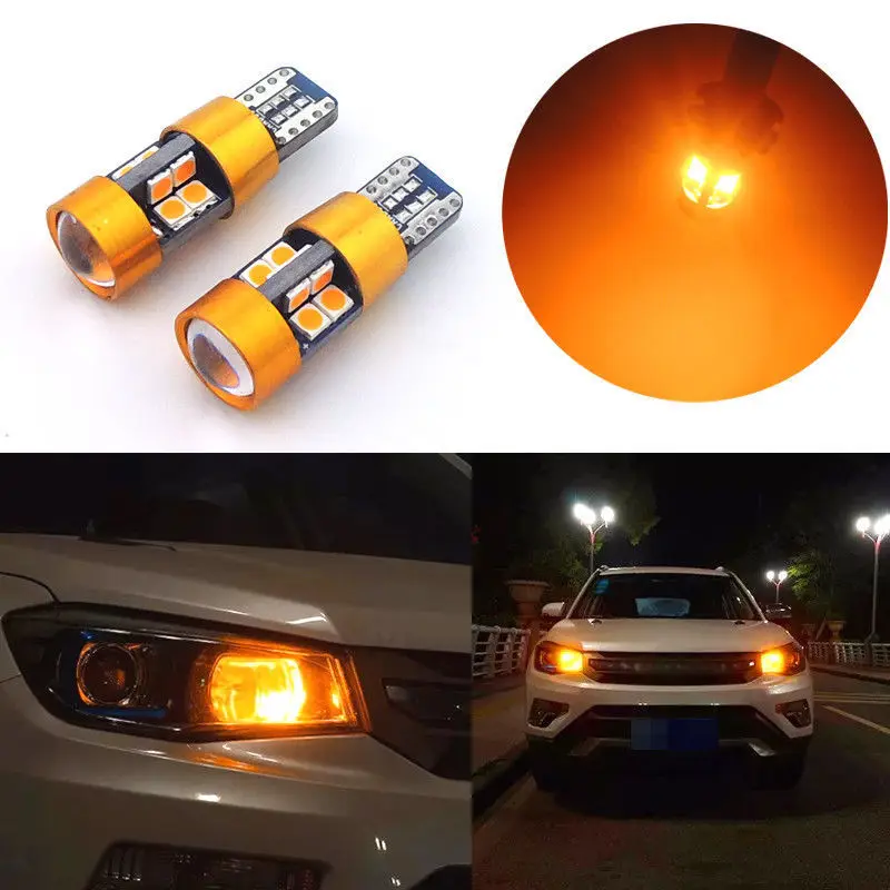 

2 Pcs Car T10 LED Signal Light Orange Amber Light 3030 12V Position Lights 2821 Parking Light 2827 2525 City W5WB 194NA 168 Tool