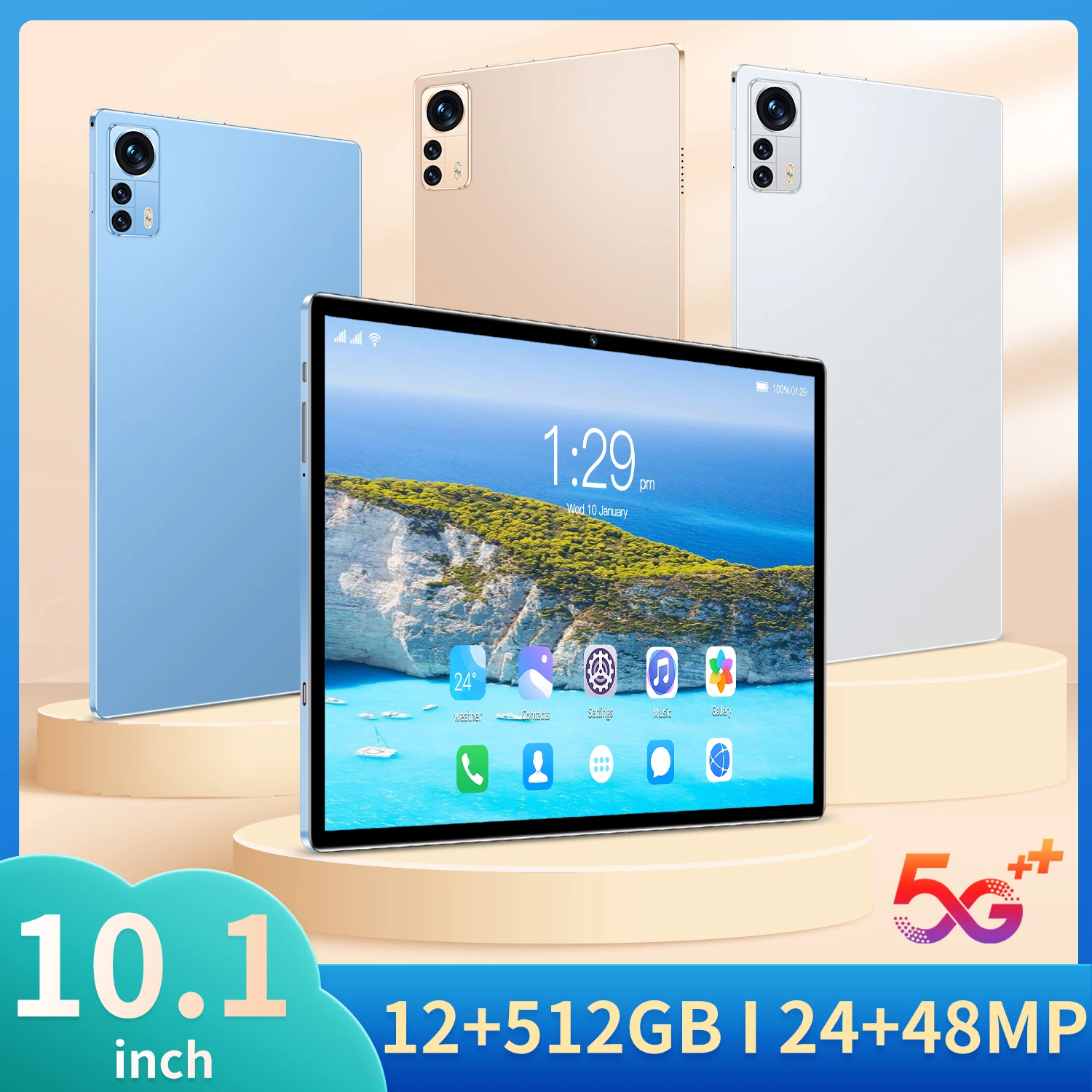 

Планшет Pro на Android 11, восемь ядер, экран 10,1 дюйма, 12 Гб + 512 Гб