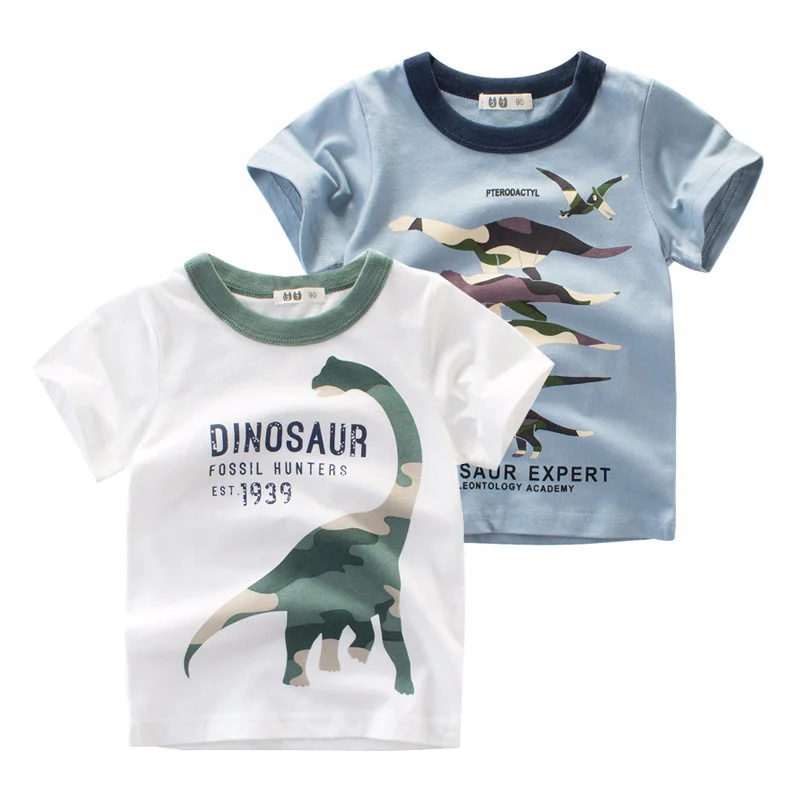 

Футболки для мальчиков с динозавром, хлопковая Качественная детская одежда, рубашка для малышей, летние детские топы