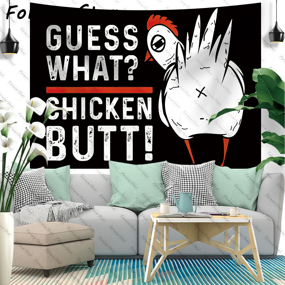 

ForeverStar Funny Guess What Chicken Butt! Funny Tapestry Wall Bedroom Art Wall Hanging Tapestries Home Decor For Living Room