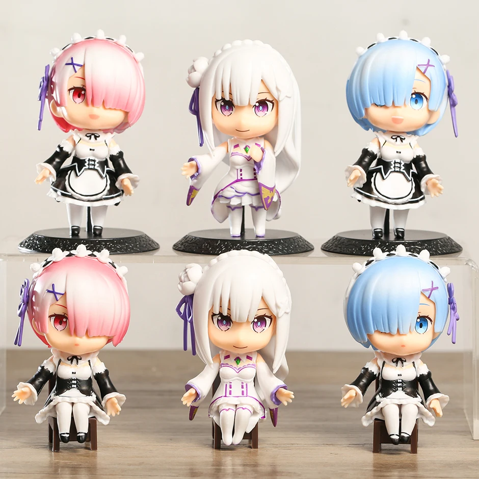 

Model Figurine Re:ZERO Starting Life In Another World Emilia Rem Ram Q Ver Collection Figures Toy Hobbies Doll For Gift 6pcs/set