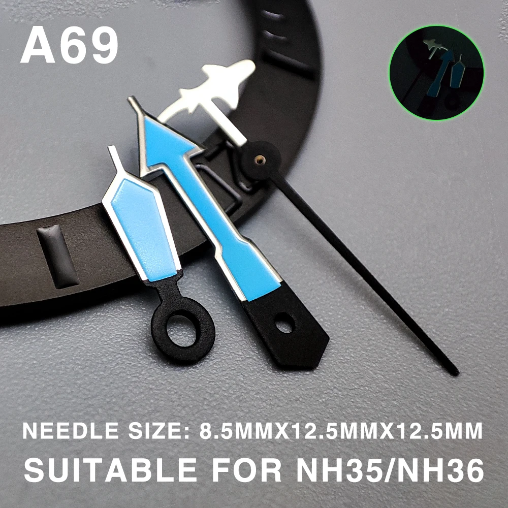 Фото Аксессуары для часов Стрелки Superluminova Сине-зеленые стрелки для NH36/35, 4r36 A1~A104 Механизм корпуса №4