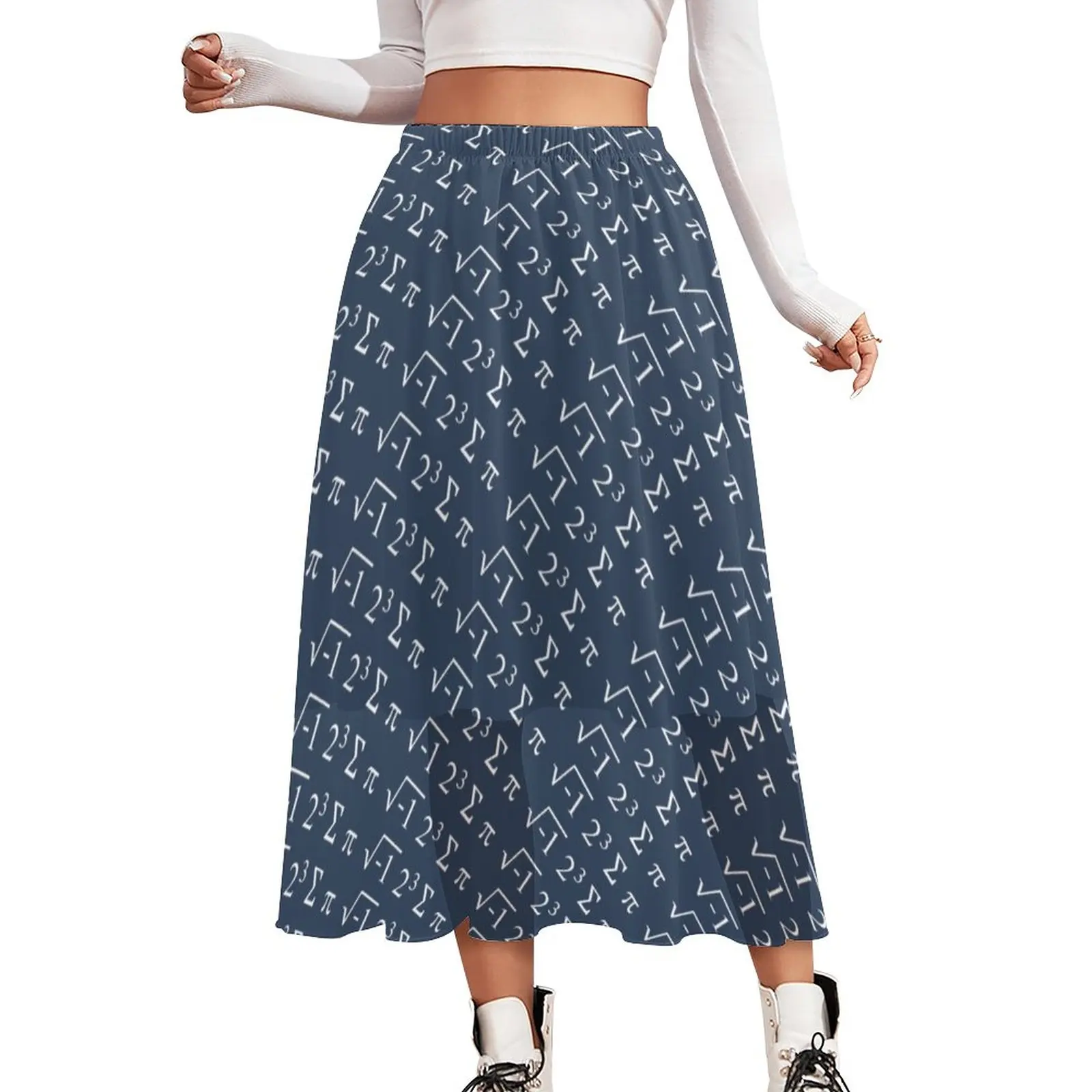 

Funny Math Skirt Women I 8 Sum Pi Print Cute Long Skirts Print Elastic Waist Street Fashion A-line Skirt Big Size