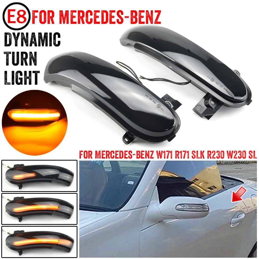

2Pcs Dynamic LED Turn Signal Light Side Mirror Indicator for Mercedes Benz SLK-Class R171 W171 & SL-Class R230 W230 2008-2011