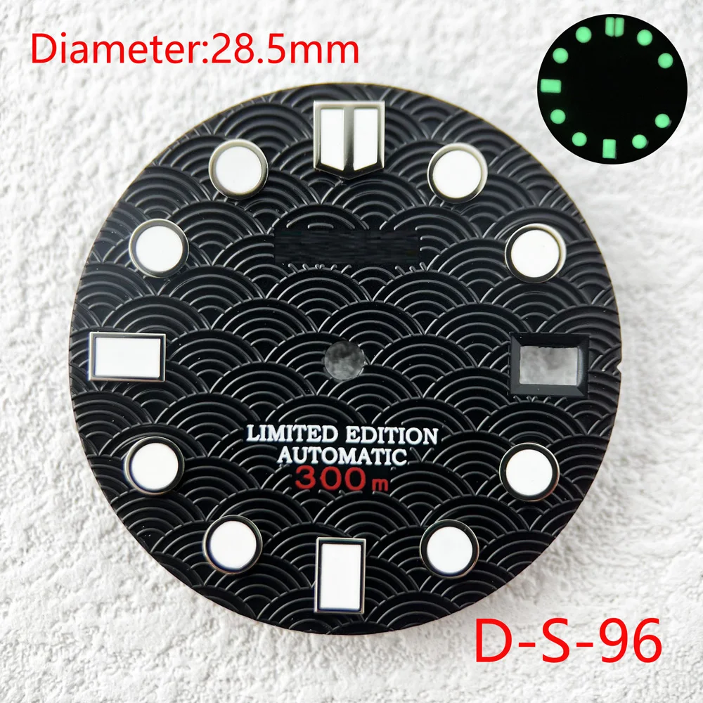 Customizable Logo SKX007/SUB 28.5mm Green/Blue Luminous Dial  Watches Accessories for NH35 NH36 Automatic Movement With S Logo