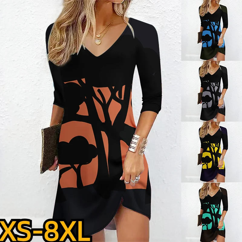 

Женская облегающая юбка с V-образным вырезом, длинным рукавом и принтом