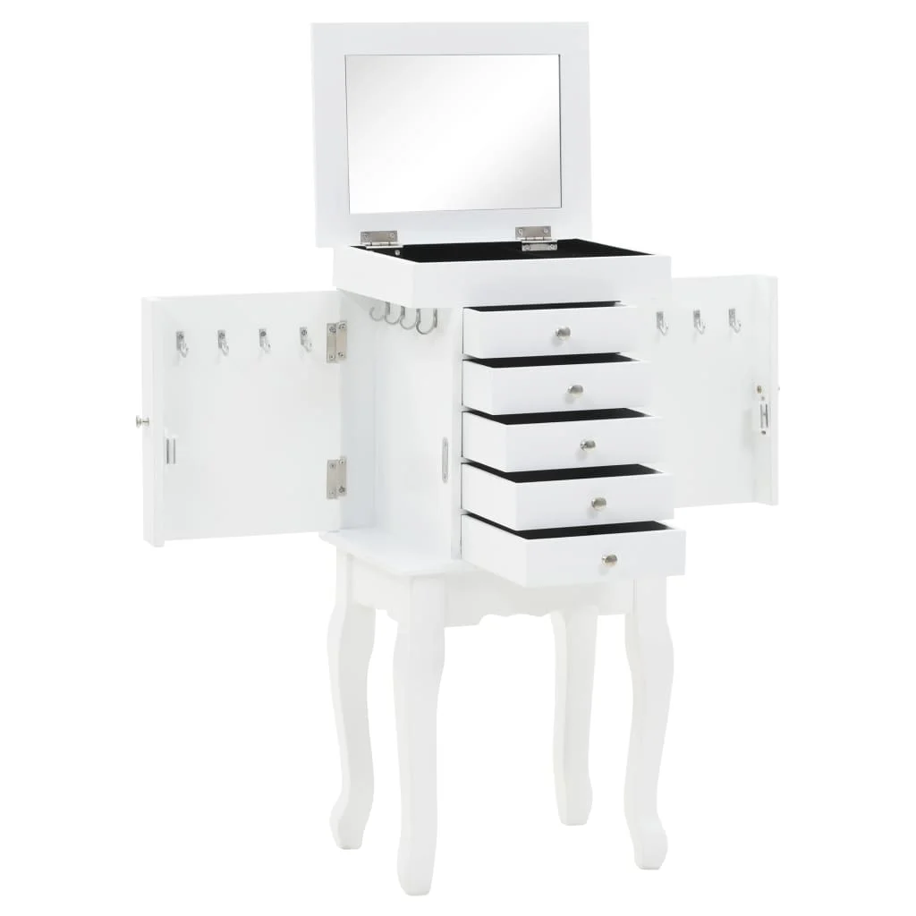 

Jewelery Cabinet, Free Standing MDF and Pine Wood Console Cabinet, Kitchen Furniture White 27 x 20 x 57 cm