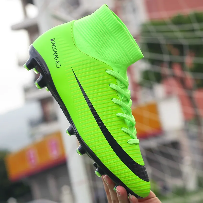

Athletic Shoes High Top Football Male Ronaldo Spike AG Messi Pupil Broken Nail TF Artificial Grass Training A Generation Of Hair
