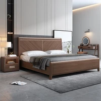 light luxury german walnut solid wood bed 1 8 meters modern minimalist 1 5 meters small apartment home bedroom double bed dw6136