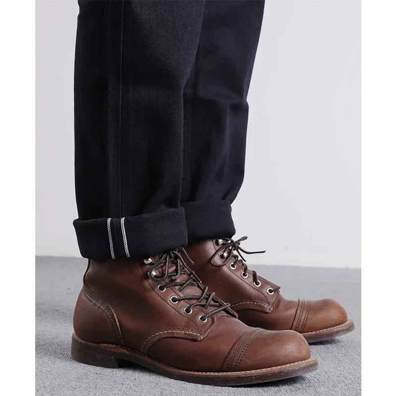 RGT-0006 Винтажные стильные брюки Indigo Selvage 14 унций мужские повседневные джинсовые из