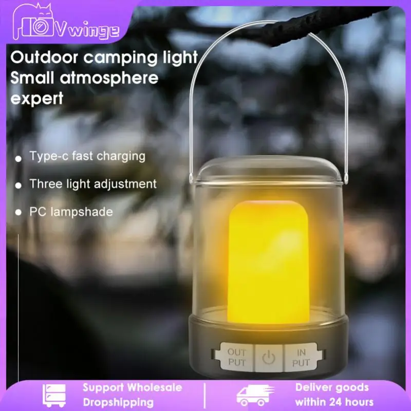 

Portable Tent Lantern 1500mah Ambience Lamp Camping Light Three Color Lights Outdoor Lamp Stepless Adjustment Flame Lamp