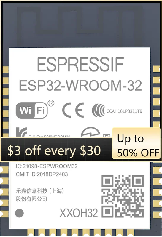 ESP32-WROOM-32 Wifi+Bluetooth Module Wireless RF Transceiver Dual Core MCU 2.4GHz Low Power Ble4.2 Transmitter 240MHz DIY IoT