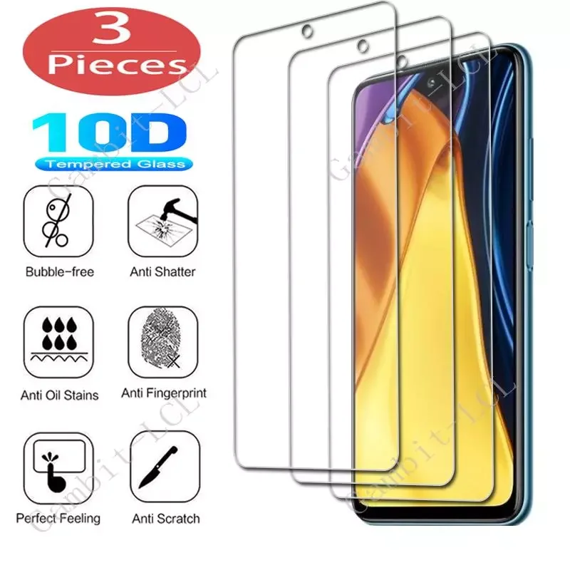 

3Pcs Protection Glass For Xiaomi Poco F3 M3 Pro 5G X2 X3 GT C3 F2 M2 M3 NFC F1 Tempered Screen Protective Protector Cover Film