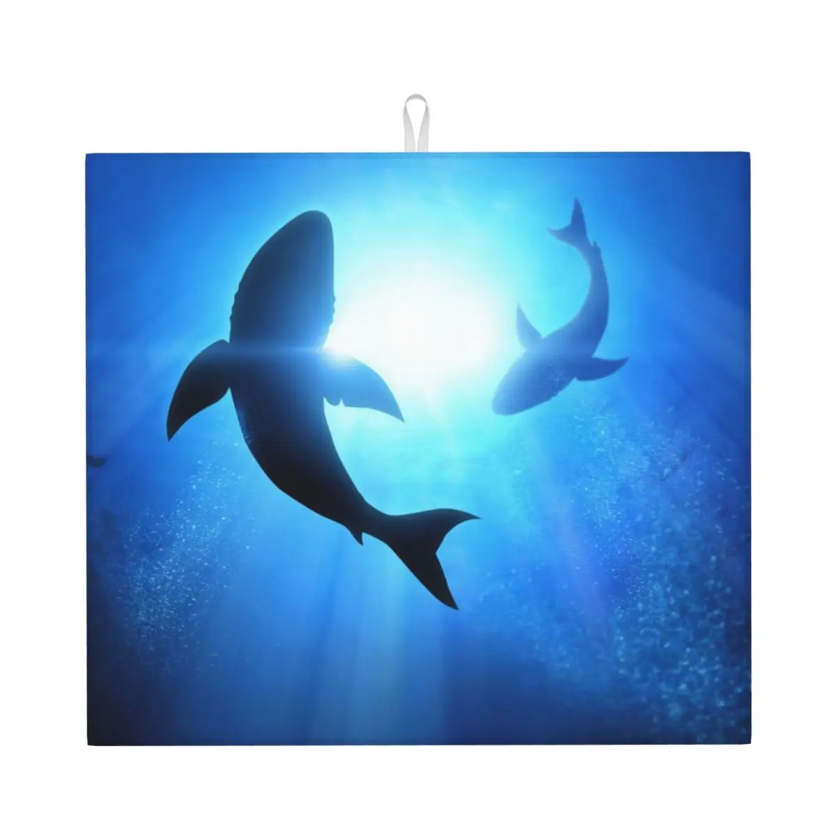 

White Sharks Under The Sea Waves Circle Placemats For Table Absorbent Drying Mat For Kitchen Under Tables Plates Drink Coaster