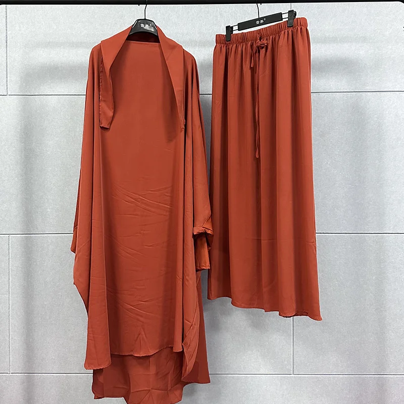 Two Piece Jilbab Dubai Prayer Set Women Skirt Abaya For Woman Hijab Dress Muslim Kaftan Robe Long Khimar Islam Clothing Ramadan