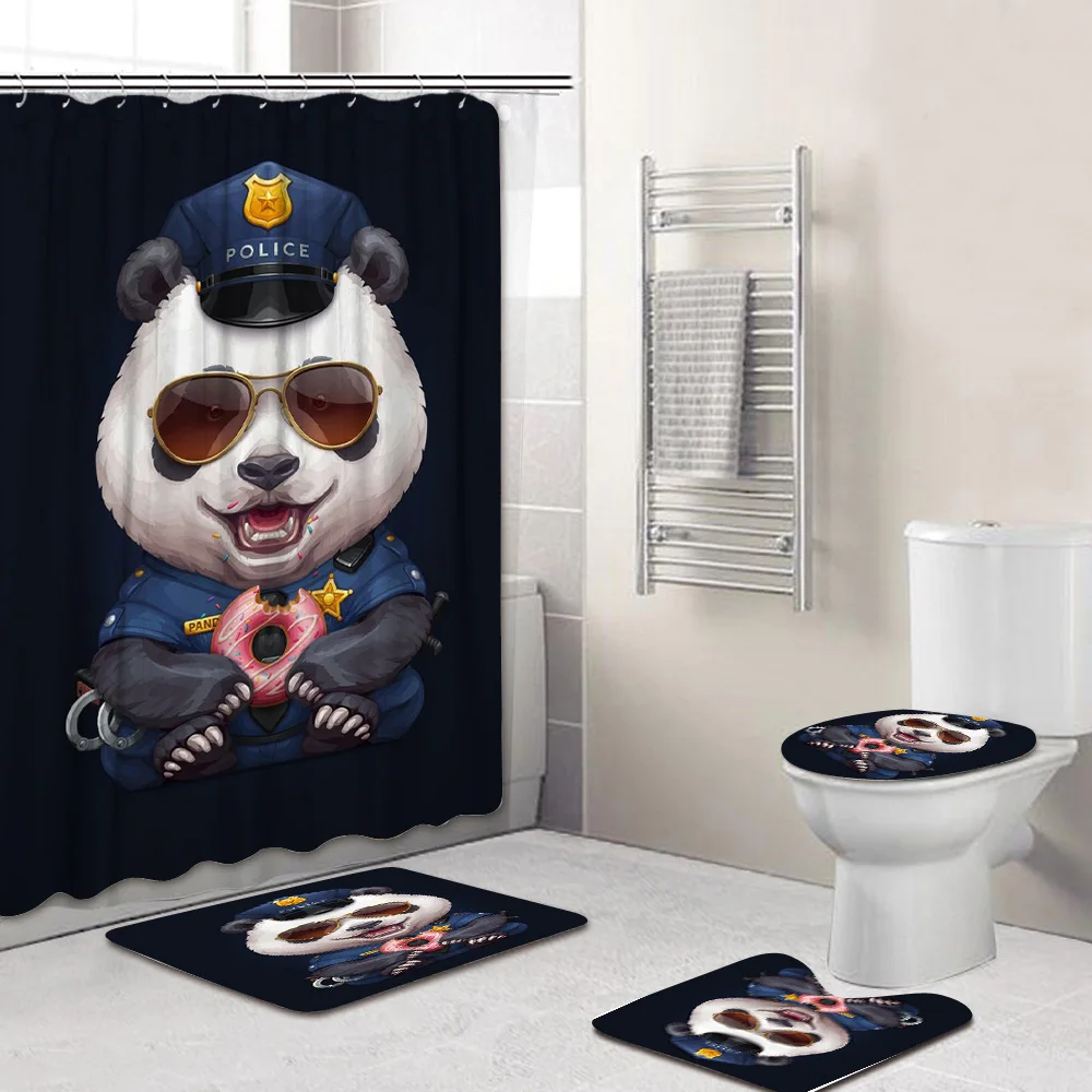 Панда полицейский офицер 3D занавеска для душа Водонепроницаемая Фотоштора