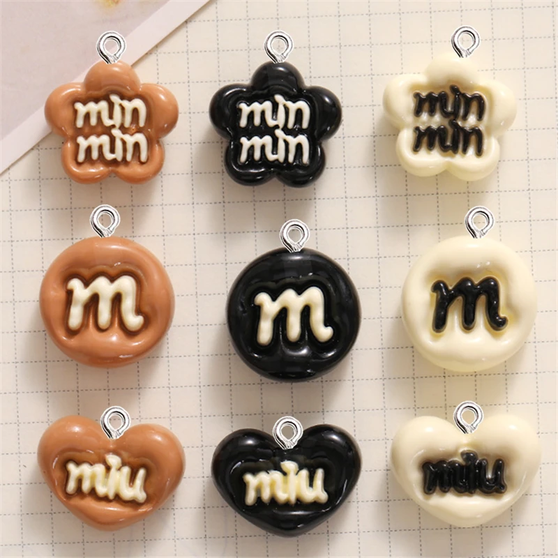 

10Pcs Glossy Alphabet Love Heart Flower Resin Charms Fashion Girl Earrings Necklace Pendant DIY Keychain Jewelry Making Supplies