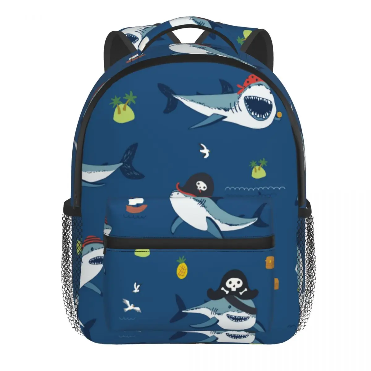 2022 Children Backpack Toddler Kids School Bag Funny Pirate Shark Sea Animal Kindergarten Bag for Girl Boys