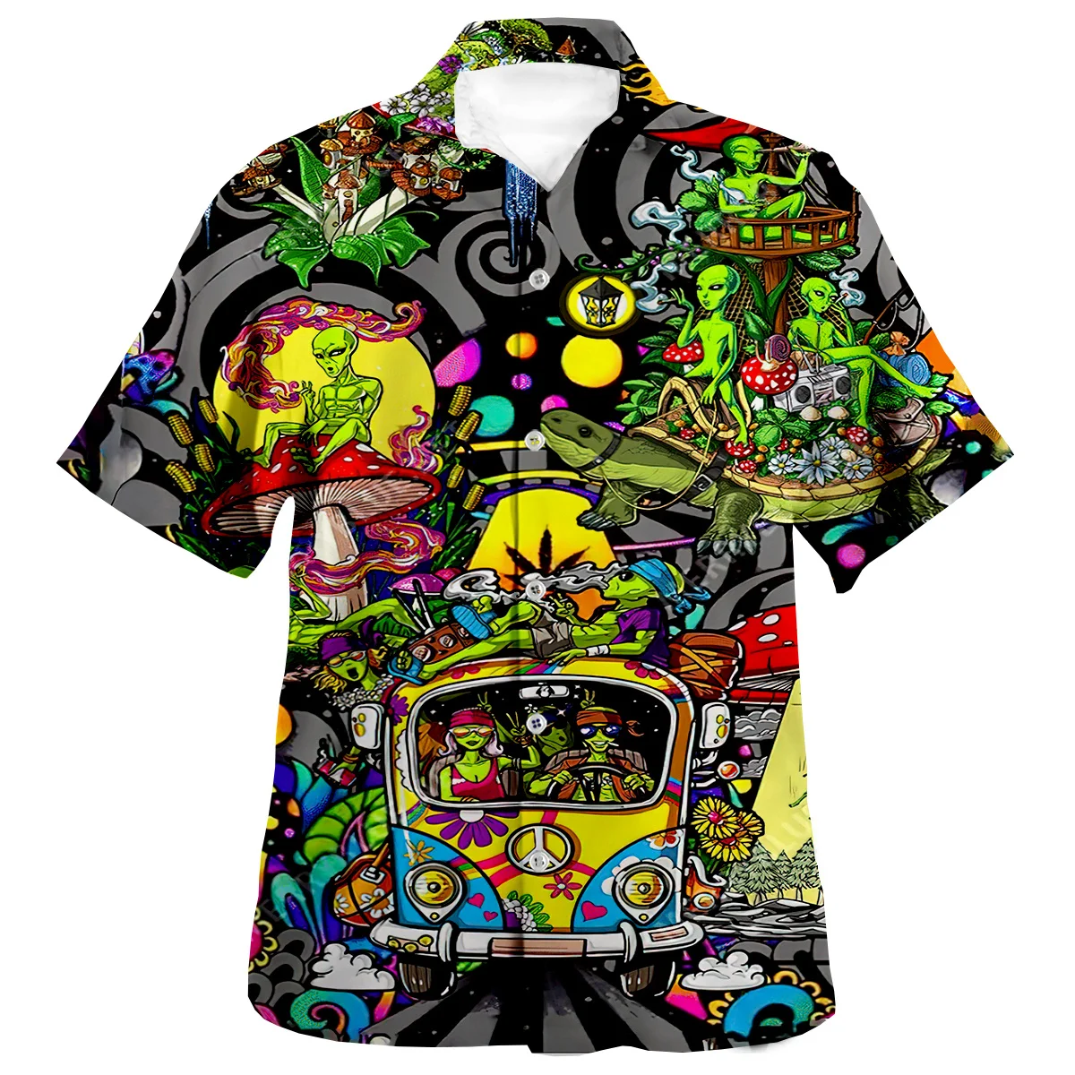 

Hippie Alien Psychedelic Pattern 3D Beach Hawaii Summer Shirt Short Sleeve Shirt Loose Streetwear Oversized 5XL Chemise Hombre
