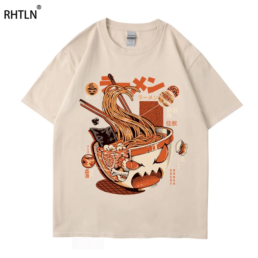 

Футболка мужская с принтом «лапша», хлопок, хип-хоп, уличная одежда в японском стиле Харадзюку, лето