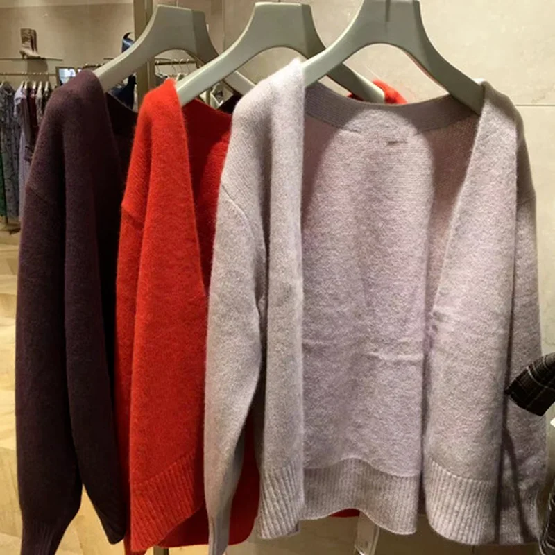 Kuzuwata 2024 осенне-зимняя женская вязаная верхняя одежда японский простой мягкий