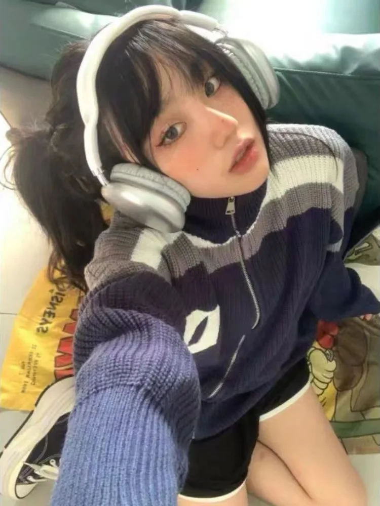 Женский кардиган на молнии в стиле Харадзюку элегантный универсальный свободный