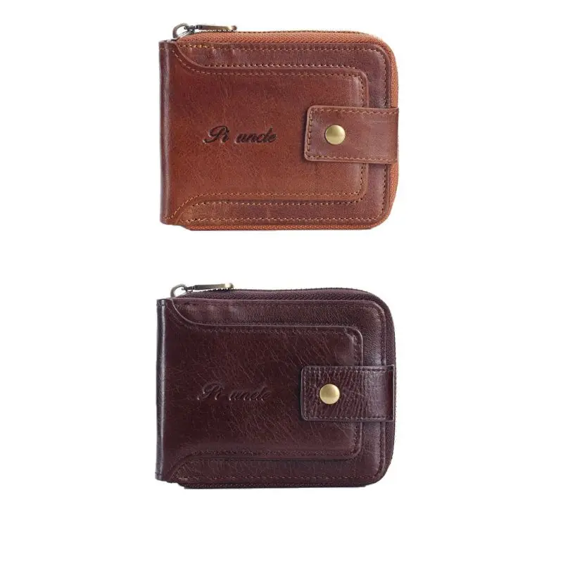 

Men's PU Leather Wallet RFID Blocking for Protection Purse Credit Card Holder Coin Change Zipper E74B