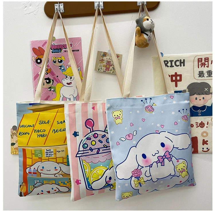 

Kawaii Sanriod аниме Серия 7 моделей Милая мультяшная сумка на молнии Холщовая Сумка-тоут сумки через плечо подарок для девочки