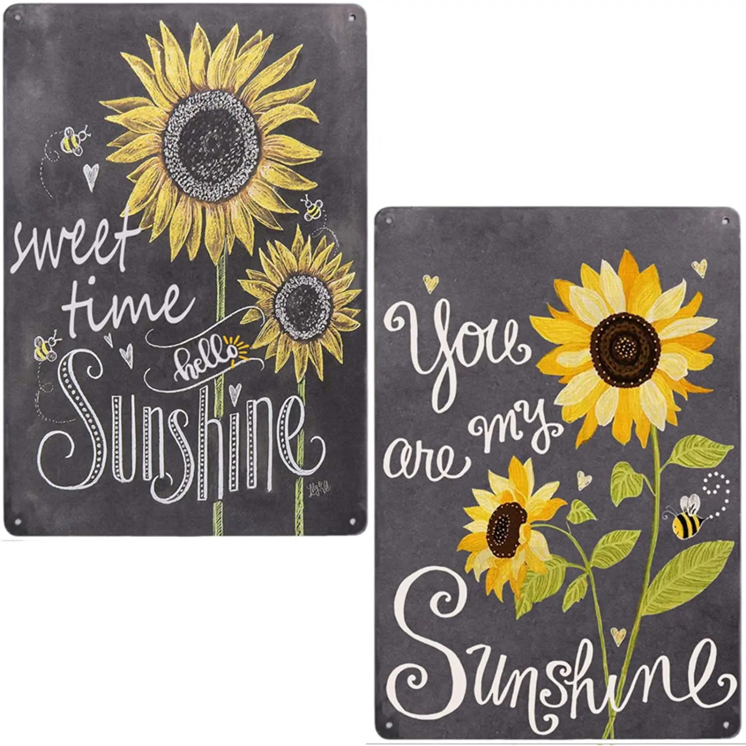 

TISOSO Hello Sunshine Sunflower Vintage Tin Bar Sign Rustic Farmhouse Country Home Decor for Living Room Bedroom Decoration