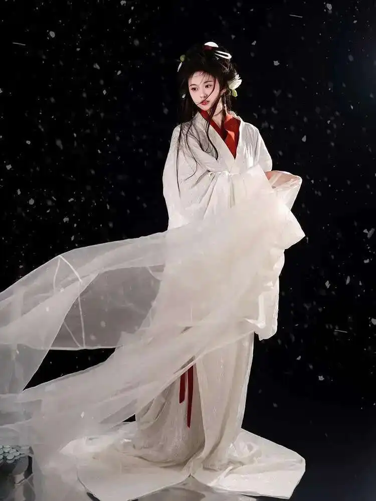 Новый стиль {Wenji} Hanfu Warring States Robe Restoration Красный и белый кружевной двухслойный весенне-осенне-зимний вечный (art.: 3920cdc2d23a7) - 3920cdc2d23a7