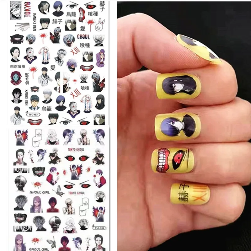 

Newest Anime Tokyo Ghoul Design 3D Self-adhesive Decal Slider Tools DIY Nail Art Sticker TSC 123 -130