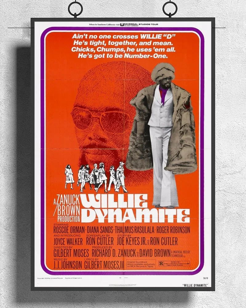 L284 WILLIE DYNAMITE фильм черная шелковая ткань постер художественный декор домашняя
