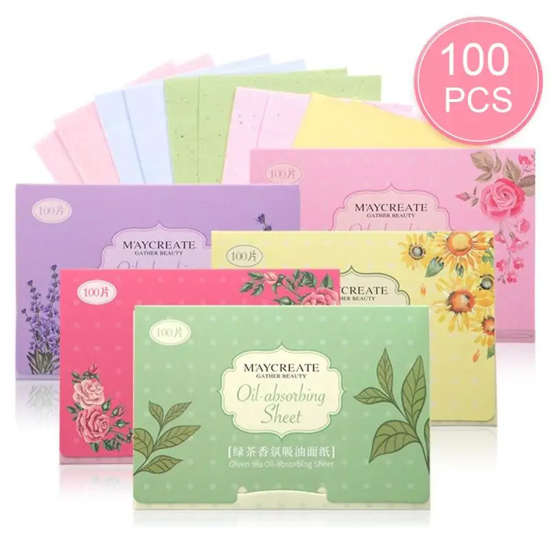 100Pcs Mini Pocket Matting Face Wipes Green Tea Face Oil Blotting Paper Facial Cleanser Oil Control Face Cleaning Tool Skin Care