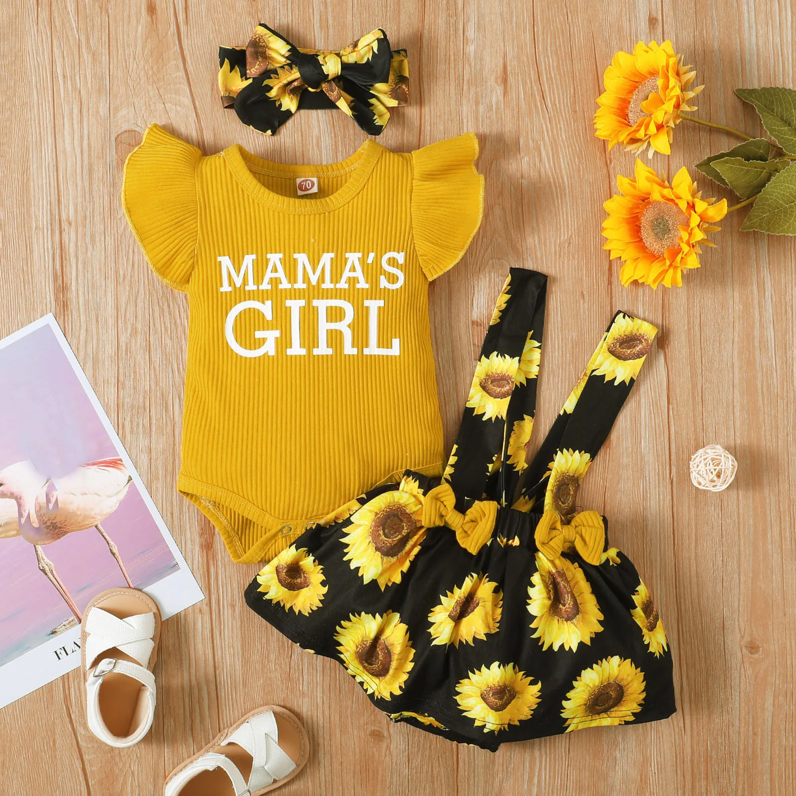 

3pcs Newborn Baby Girl Clothes Mama's Girl T-shirt Floral Print Bowkont Skirt Headband Summer Casual Infant Baby Clothing 2022