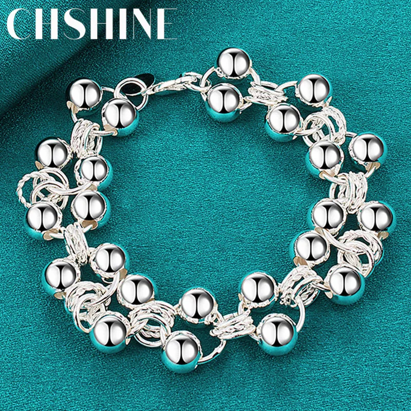 

CHSHINE 925 Sterling Silver Round Ball Beads Chain Bracelet For Women Wedding Charm Engagement Fashion Jewelry
