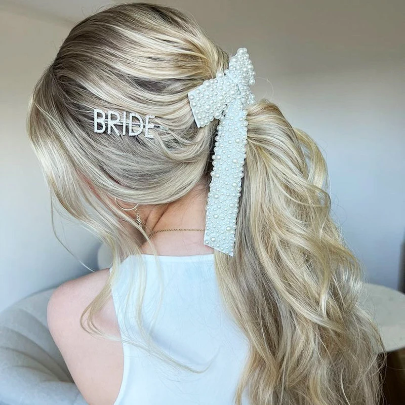 Роскошная белая Заколка-пряжка с искусственным жемчугом и бантом для девочек